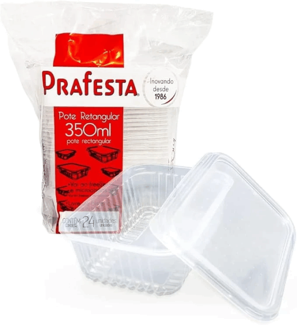 Pote Retangular C/ Tampa -Prafesta- 350ML