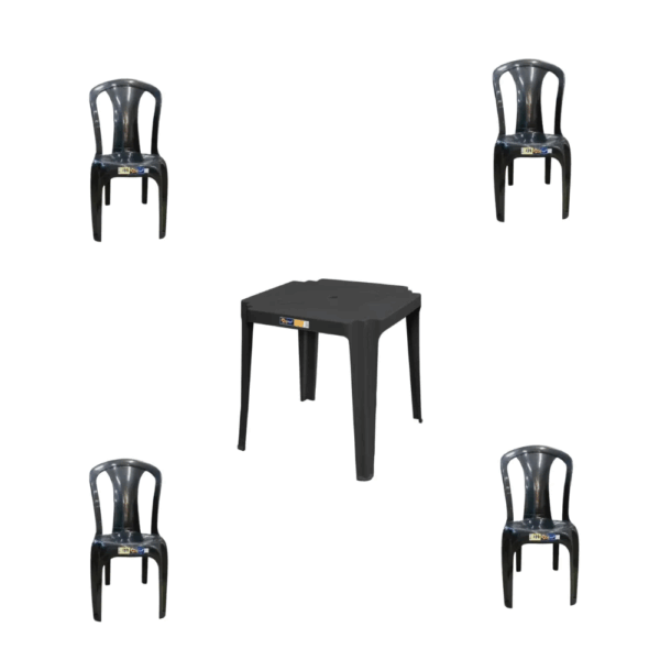 Jogo Solplast Preto (4 Cadeiras + 1 Mesa)